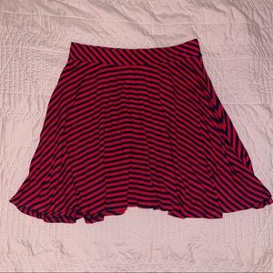 Navy and Red Striped Skater Skirt